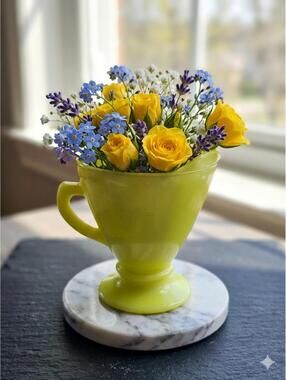 Vintage Hazel Atlas Ovide Chartreuse Yellow Creamer, Platonite Milk Glass MCM